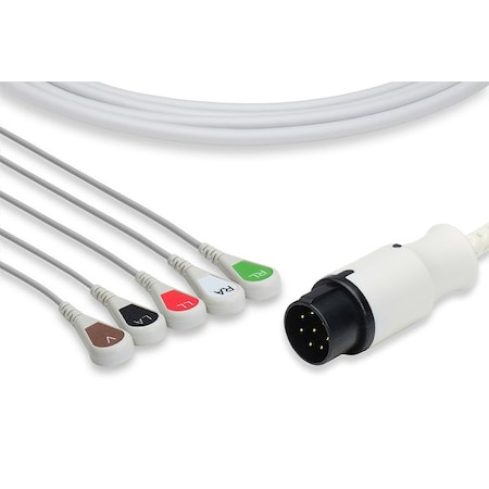 Nihon Kohden Compatible Direct-Connect ECG Cable - 5 Leads Snap